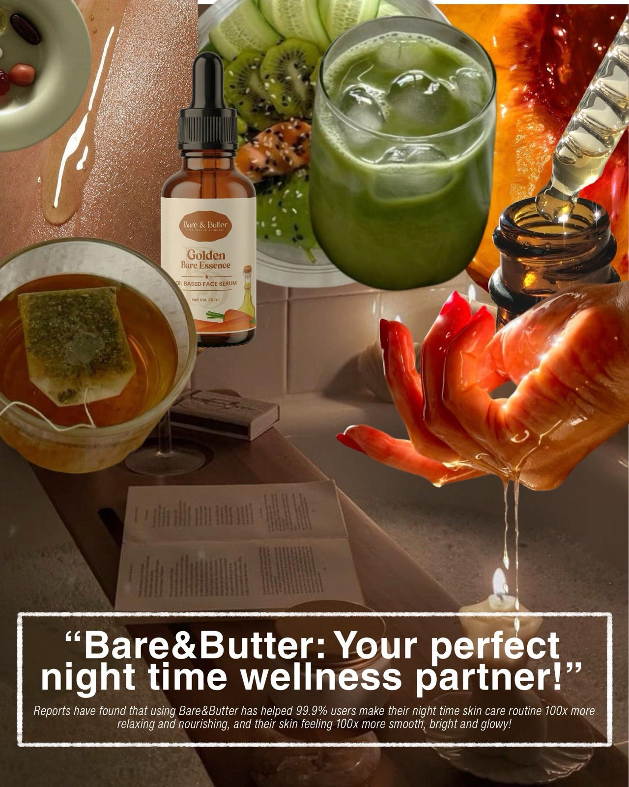Bare & Butter — your perfect night-time wellness partner editorial collage